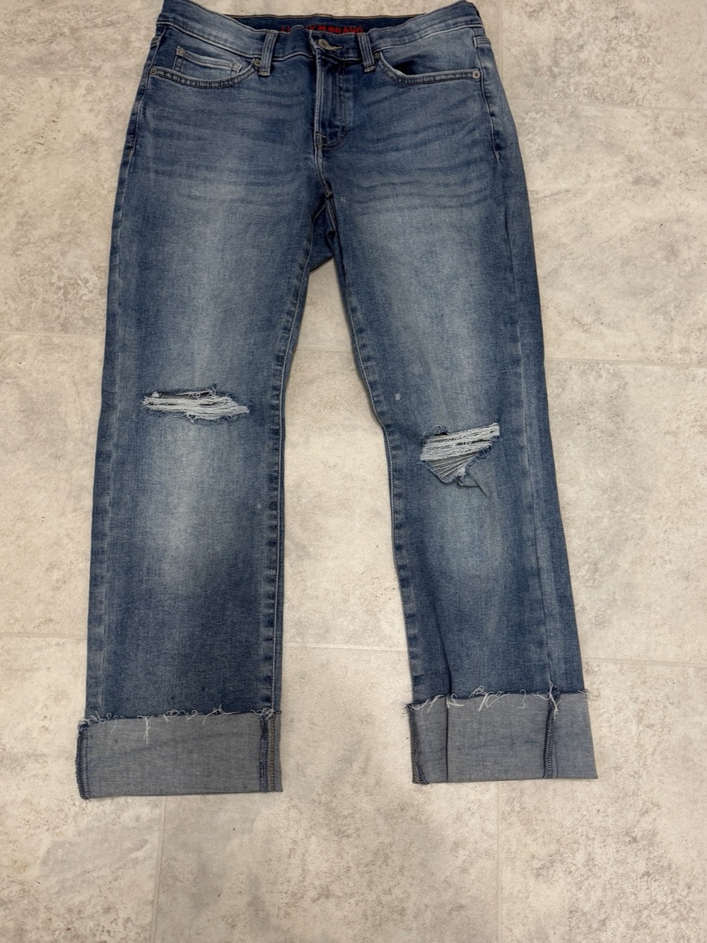 Lucky Brand Sweet Mid Rise Straight Distressed Blue Jeans Waist 28 Sz 8 ankle